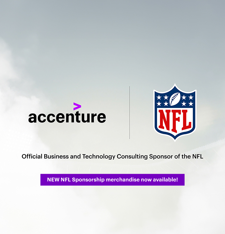 Banner promoting Accenture's sponsorship merchandise with the NFL.