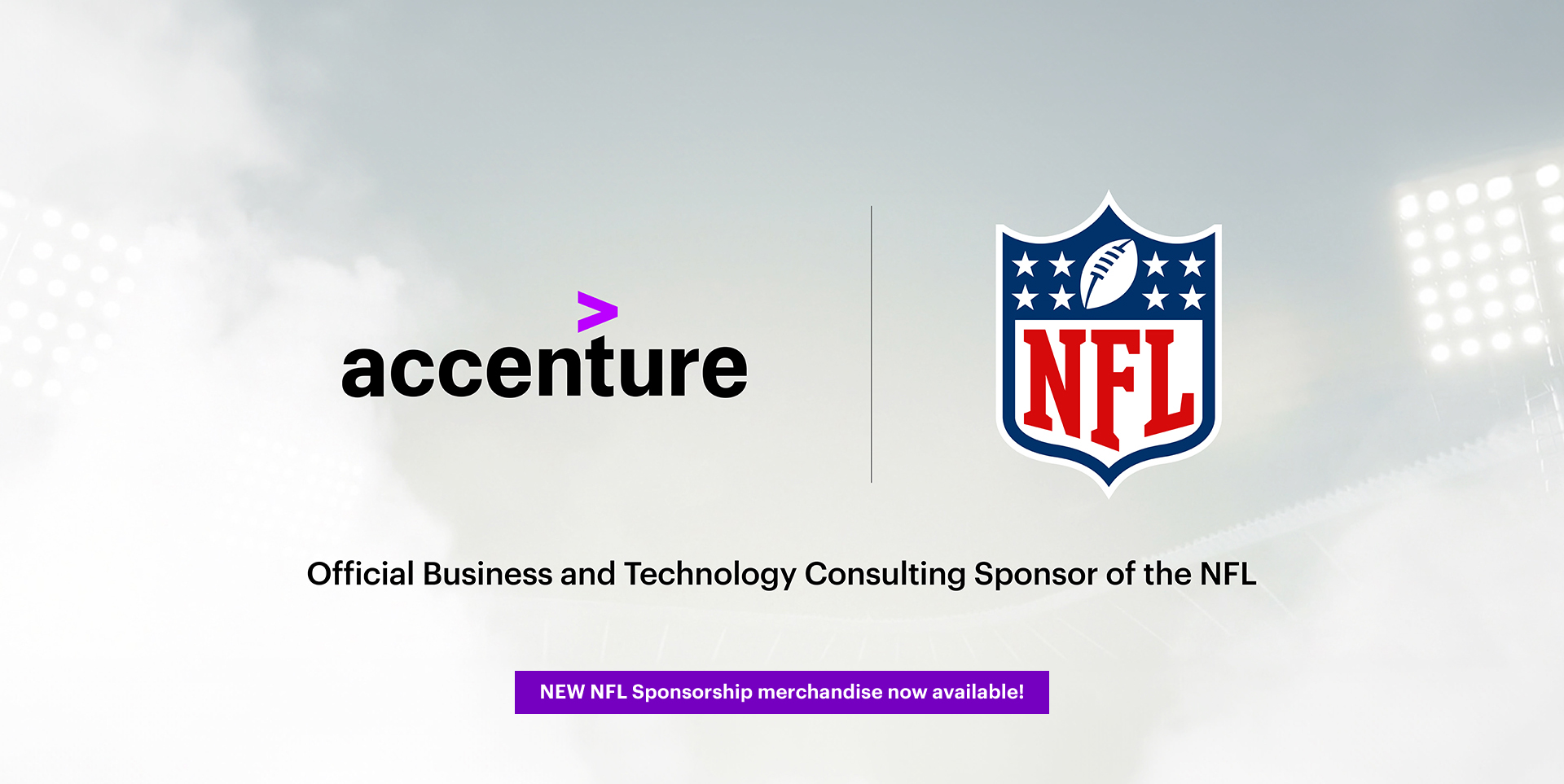 Banner promoting Accenture's sponsorship merchandise with the NFL.
